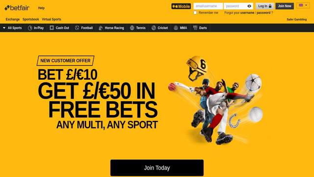 Betfair casino screenshot